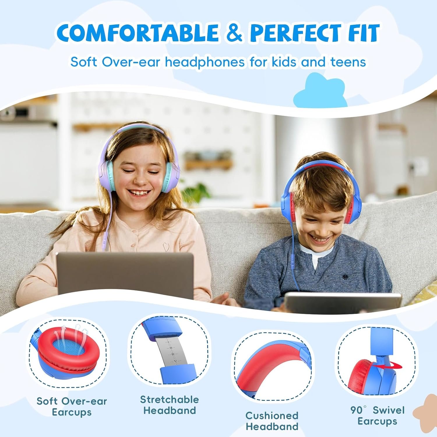 Safe & Fun Kids Headphones: 85dB Volume Limit, Foldable! - Image 4