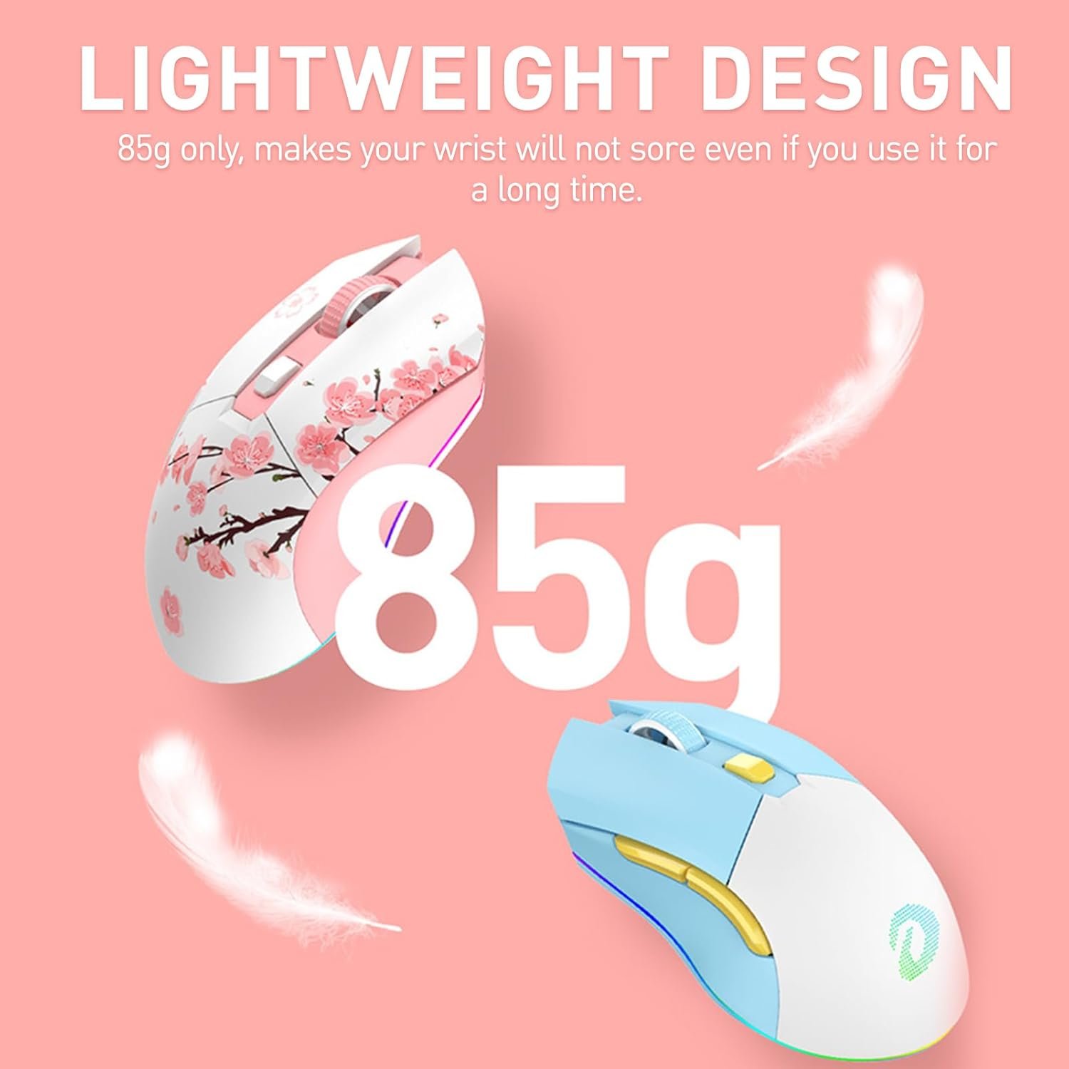 DAREU Sakura Pink Wireless Gaming Mouse: RGB & 12K DPI! - Image 3