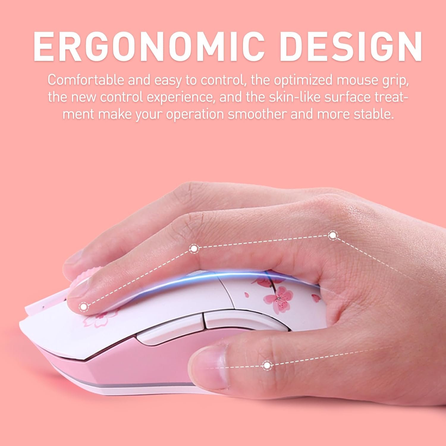 DAREU Sakura Pink Wireless Gaming Mouse: RGB & 12K DPI! - Image 6