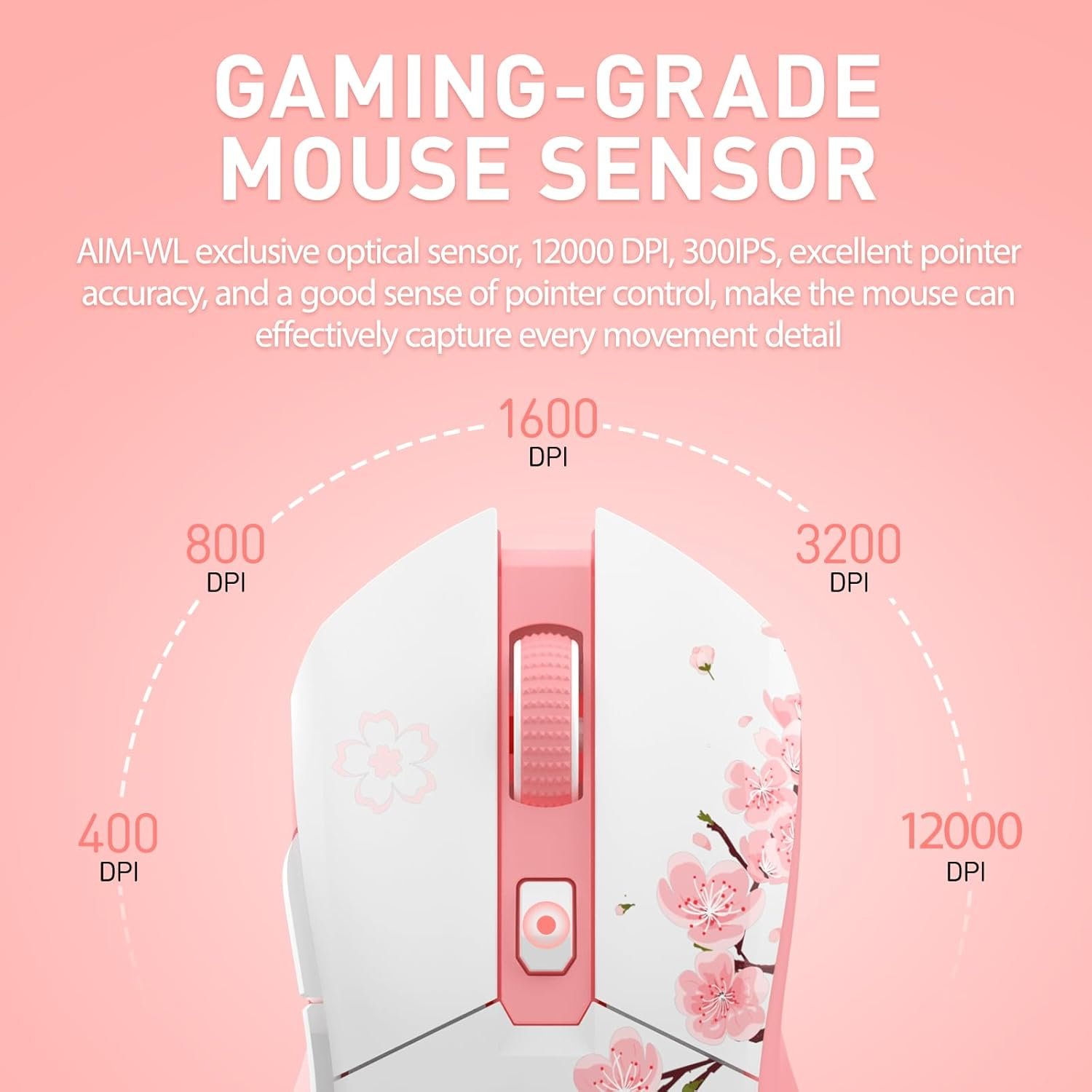 DAREU Sakura Pink Wireless Gaming Mouse: RGB & 12K DPI! - Image 9