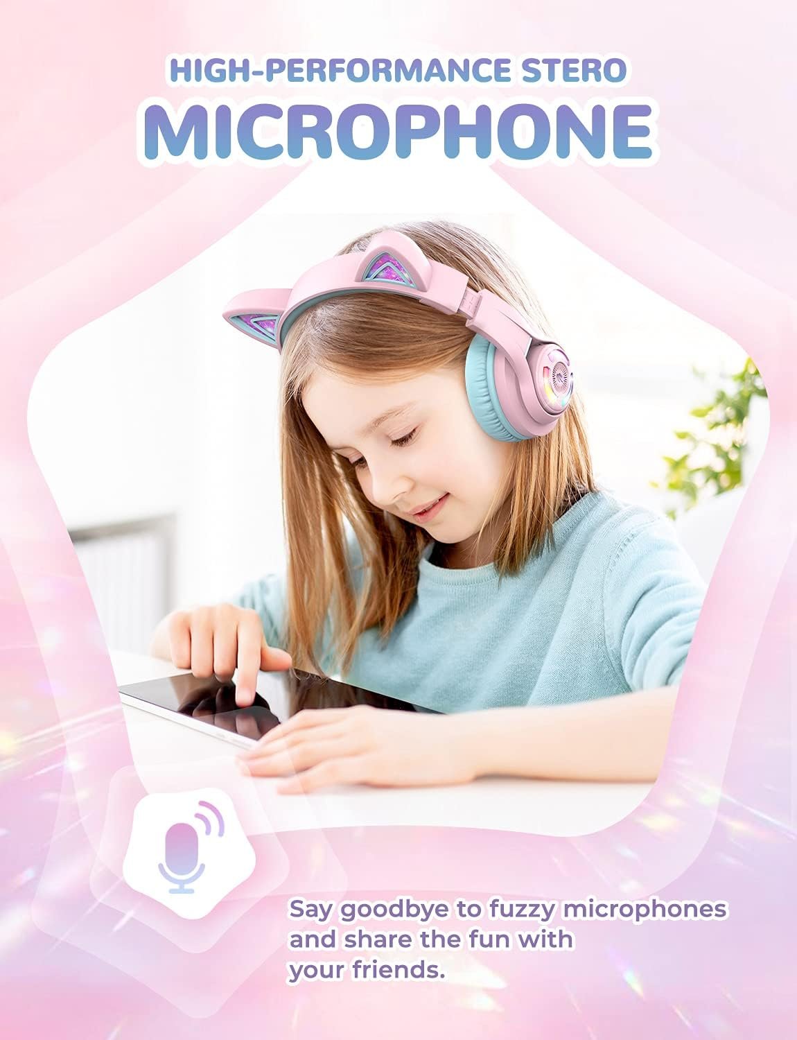 iClever Cat Ear Kids Bluetooth Headphones: Fun & Safe Sound! - Image 8