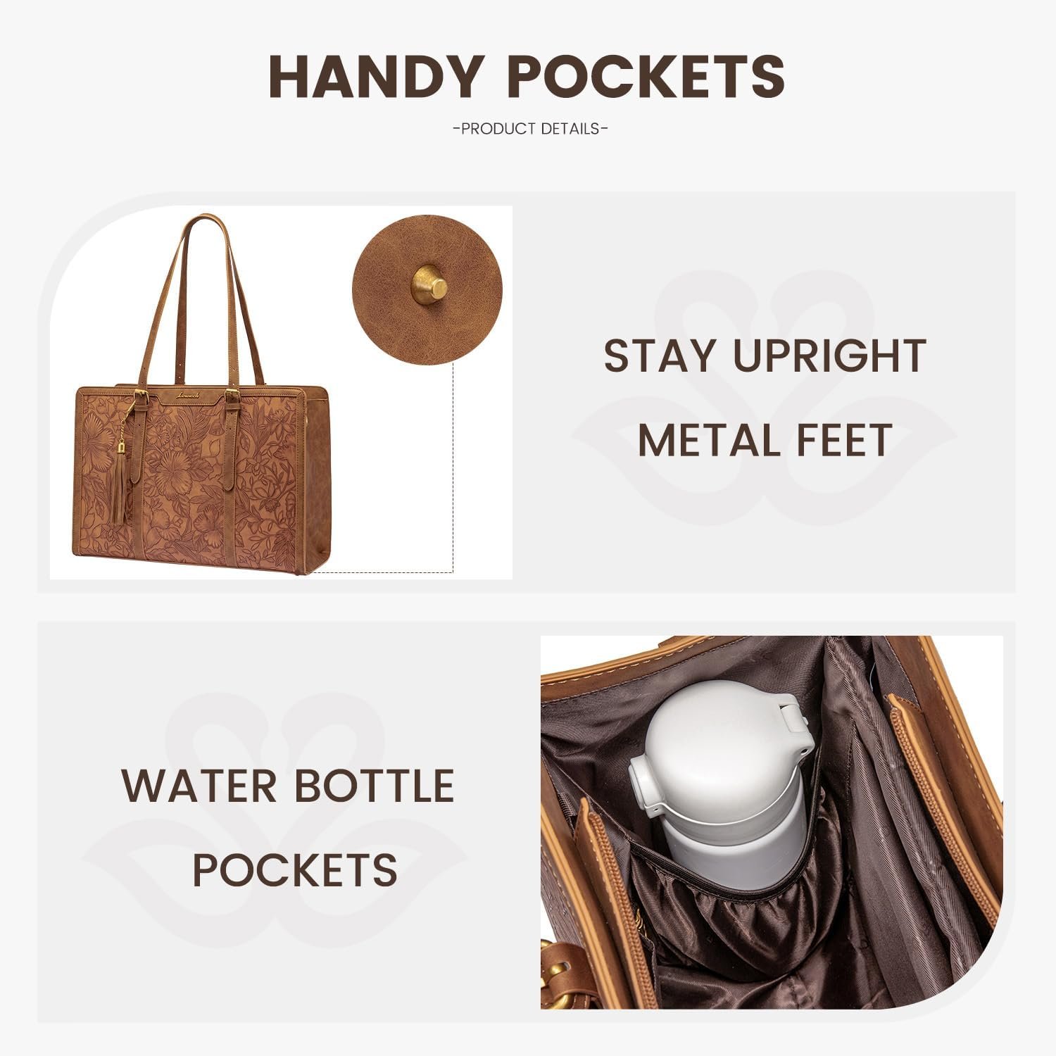 Stylish LOVEVOOK Vintage Leather Laptop Bag: Perfect for Work & Travel - Image 4