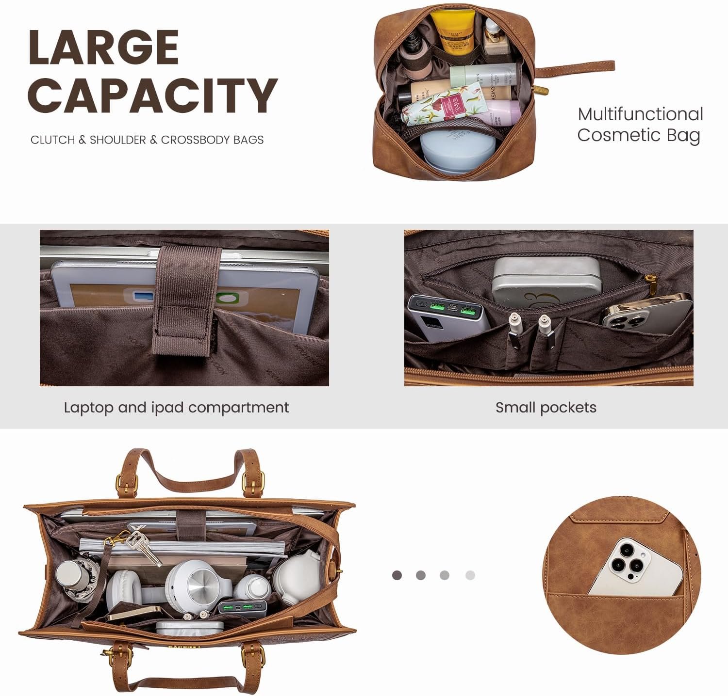 Stylish LOVEVOOK Vintage Leather Laptop Bag: Perfect for Work & Travel - Image 6