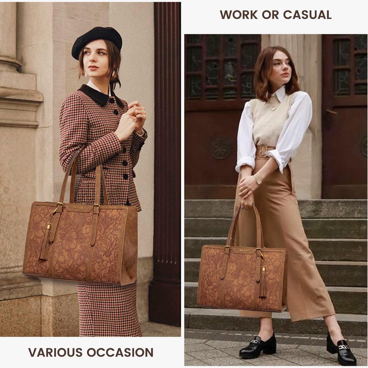 Stylish LOVEVOOK Vintage Leather Laptop Bag: Perfect for Work & Travel - Image 8