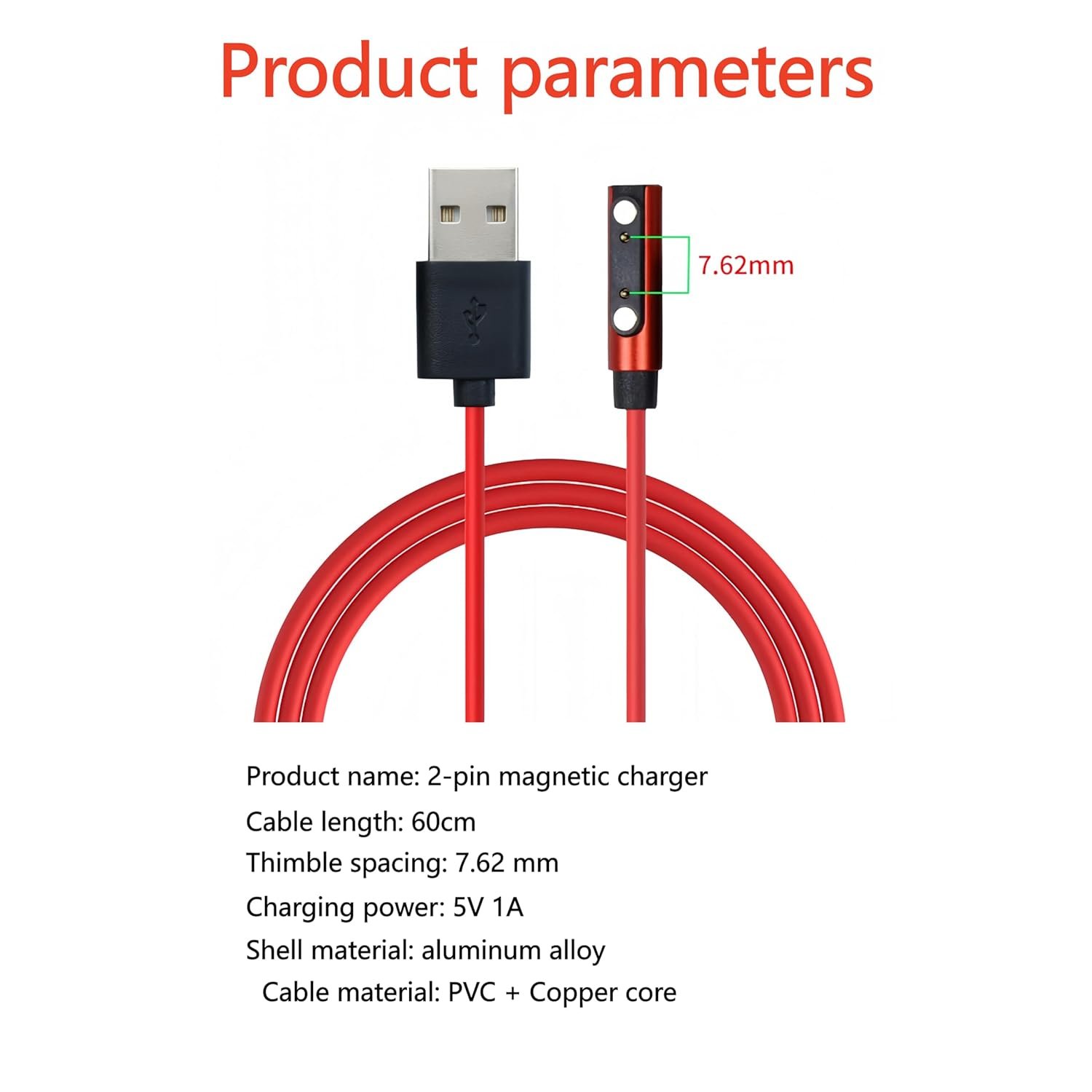 Universal 2-Pin Magnetic Smart Watch Charger – 60cm USB Cable! - Image 8