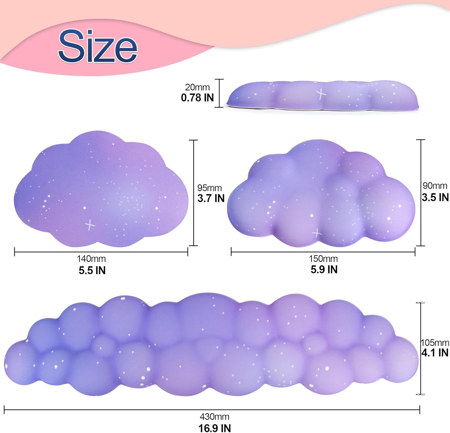 Cloud Wrist Rest Set: Adorable Purple Star Coaster Included! - Image 8