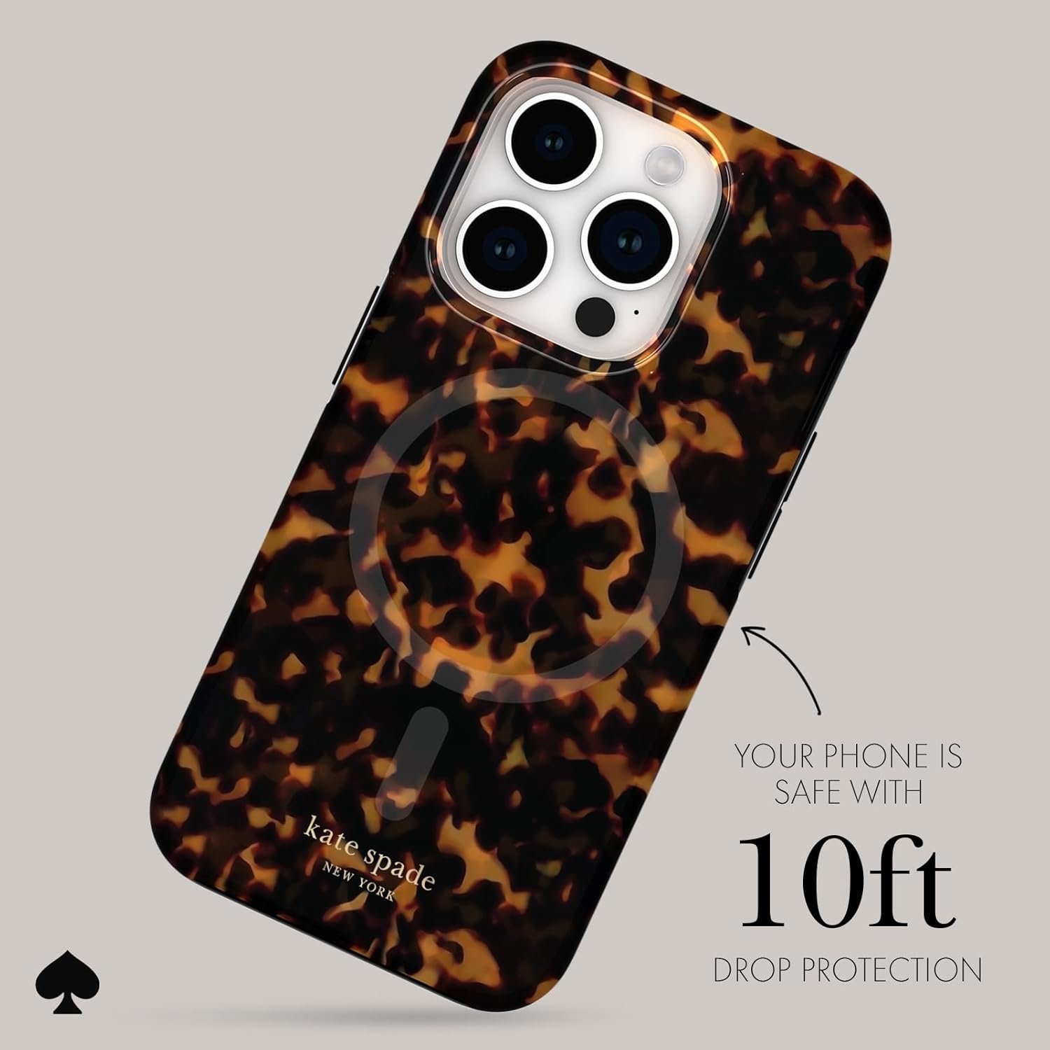 Chic Tortoiseshell Kate Spade iPhone 15 Pro Case + MagSafe - Image 4