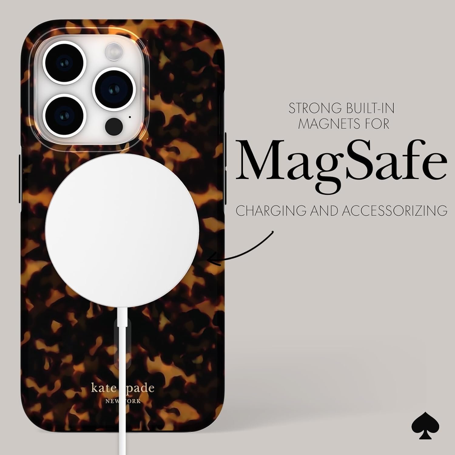 Chic Tortoiseshell Kate Spade iPhone 15 Pro Case + MagSafe - Image 6