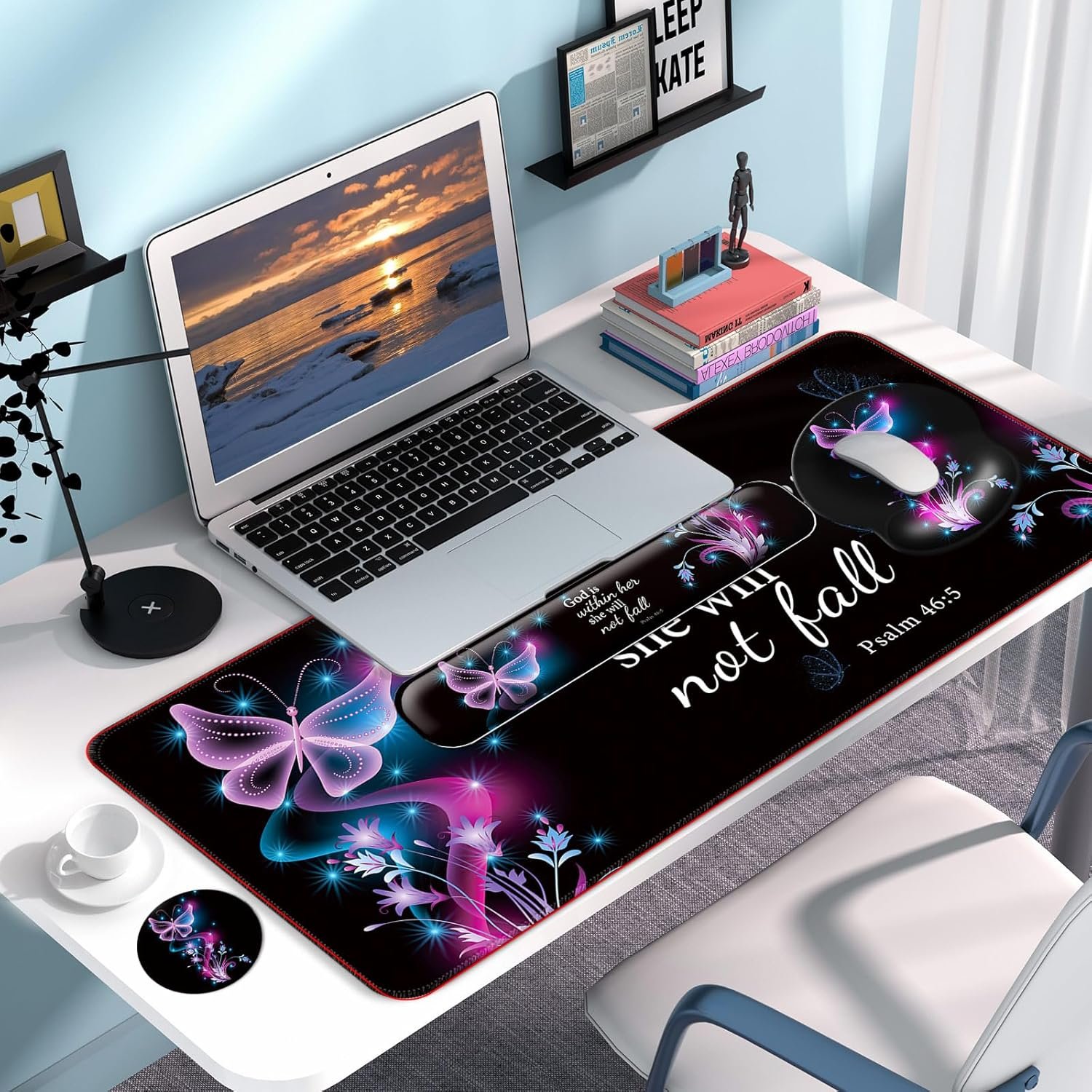 Transform Your Workspace: 4-in-1 Purple Butterfly Desk Mat Set! - Image 4