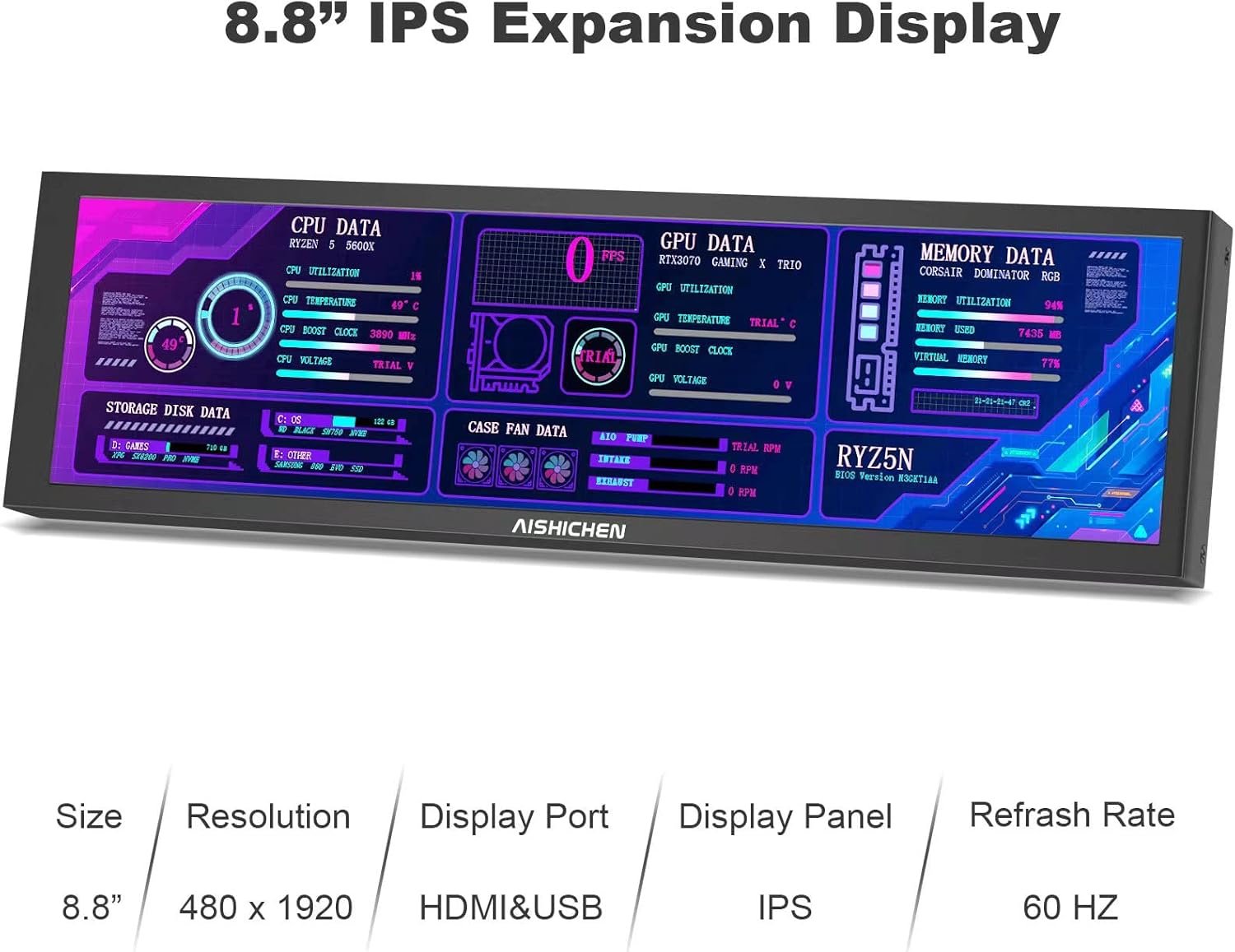 Cool Your Setup: 8.8" PC Temp Display for ARGB Cases! - Image 3