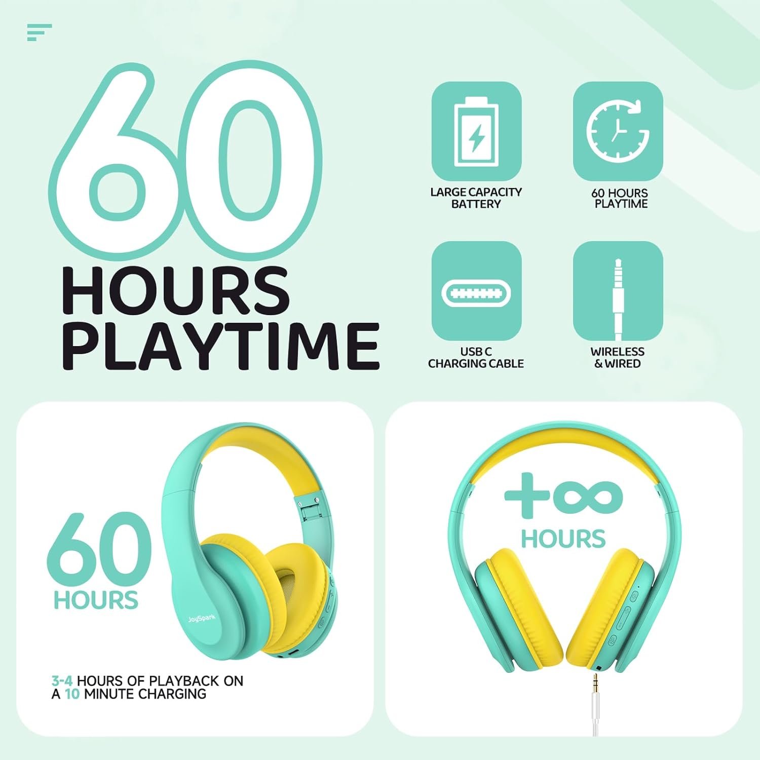Kids Bluetooth Headphones: 60H Playtime & 85dB Limit! - Image 5