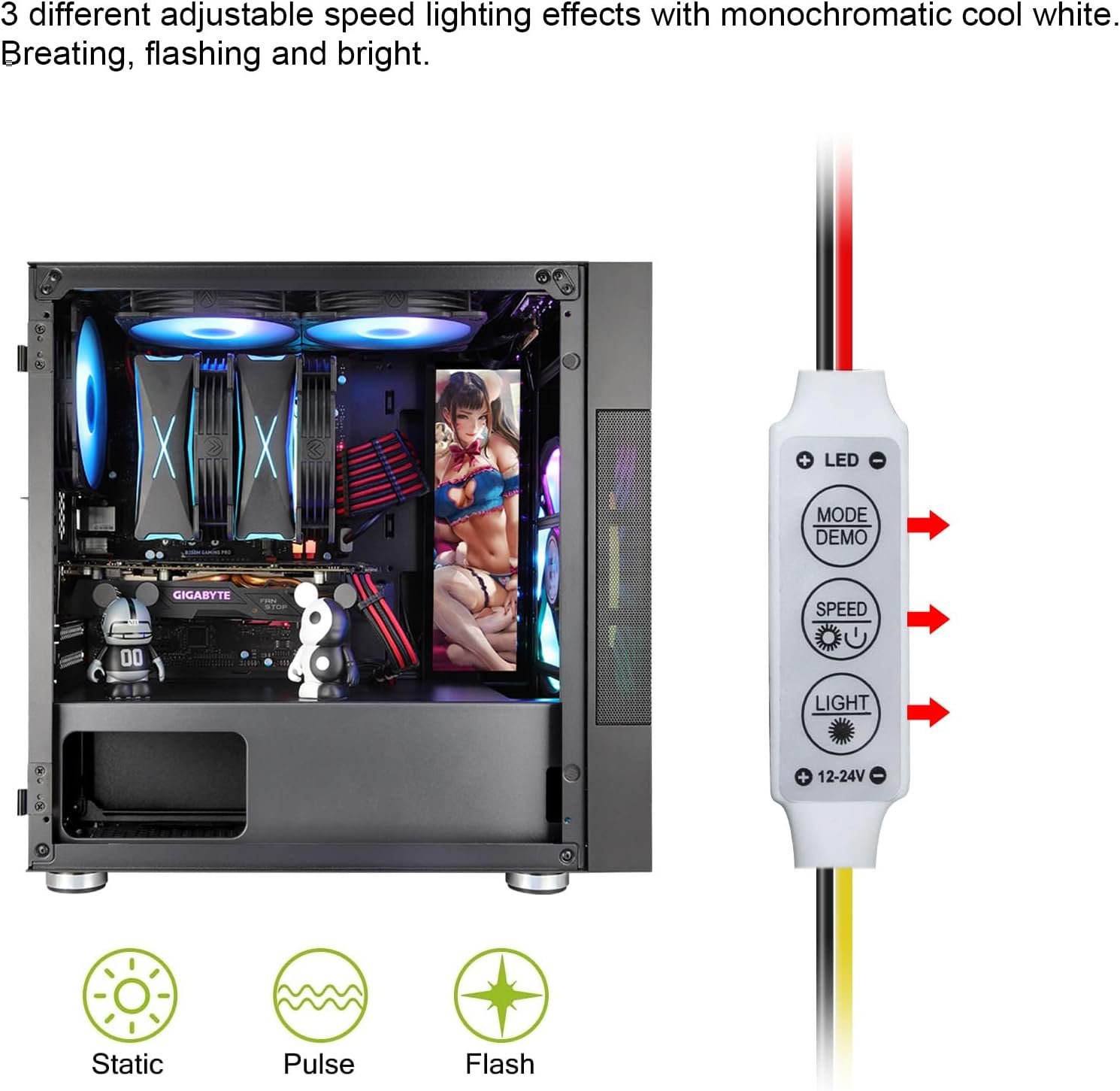 Vetroo Display Board: Stunning 2K LED PC Decor, Multi-Mode! - Image 3