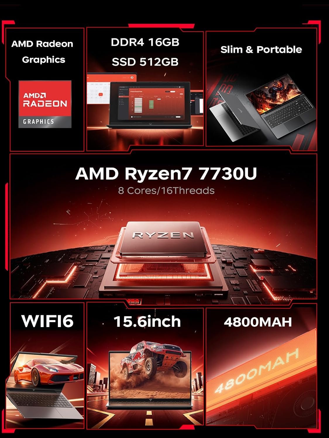 Unleash Power: 15.6" AMD Ryzen 7 Gaming Laptop! - Image 3