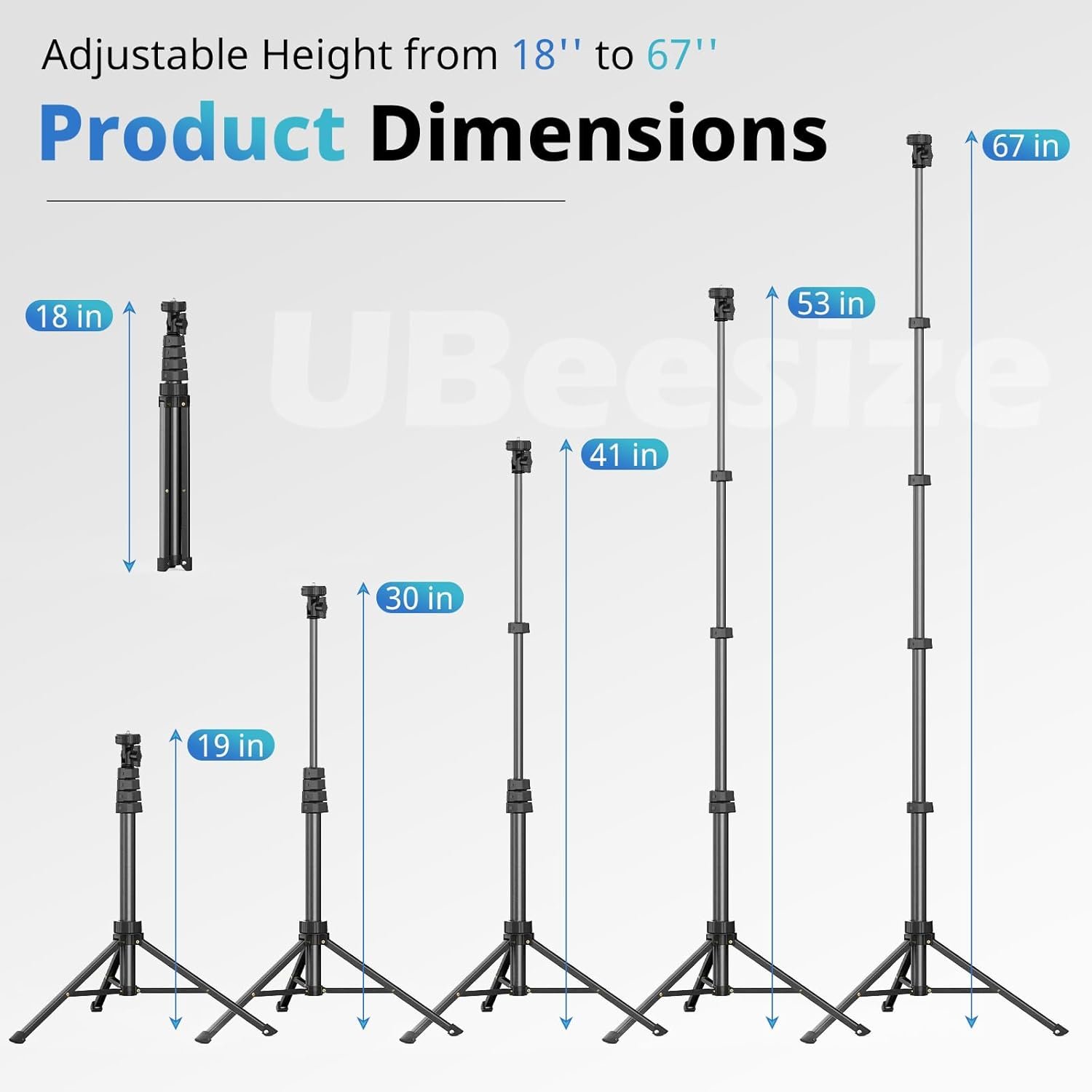 UBeesize 67” Tripod: Perfect for Selfies & Streaming! - Image 3