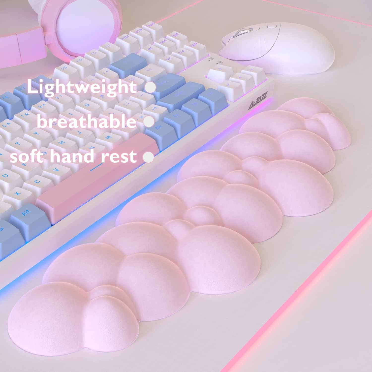 Ergonomic Pink Gaming Keyboard Wrist Rest for Pain Relief - Image 4