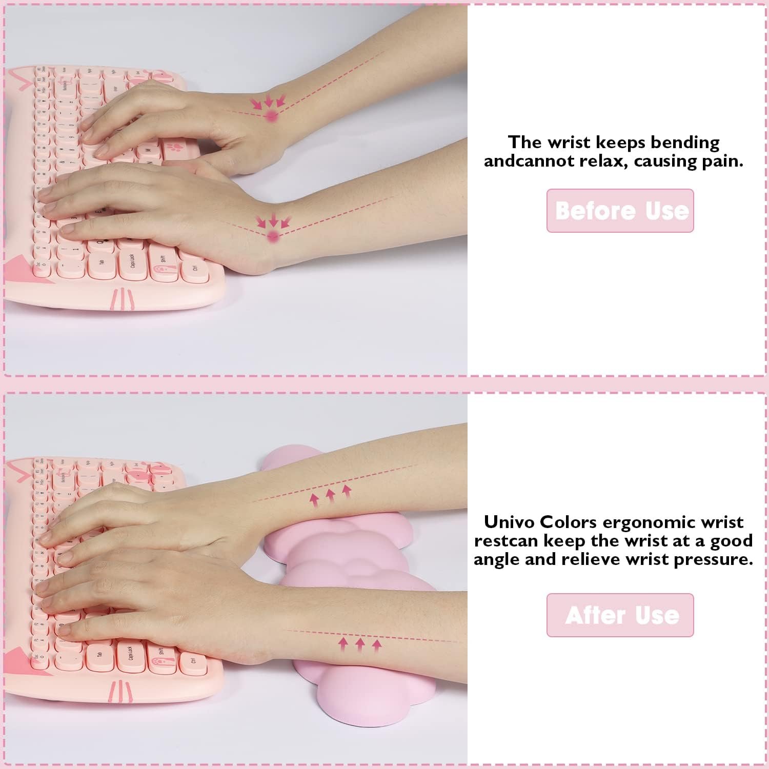 Ergonomic Pink Gaming Keyboard Wrist Rest for Pain Relief - Image 6