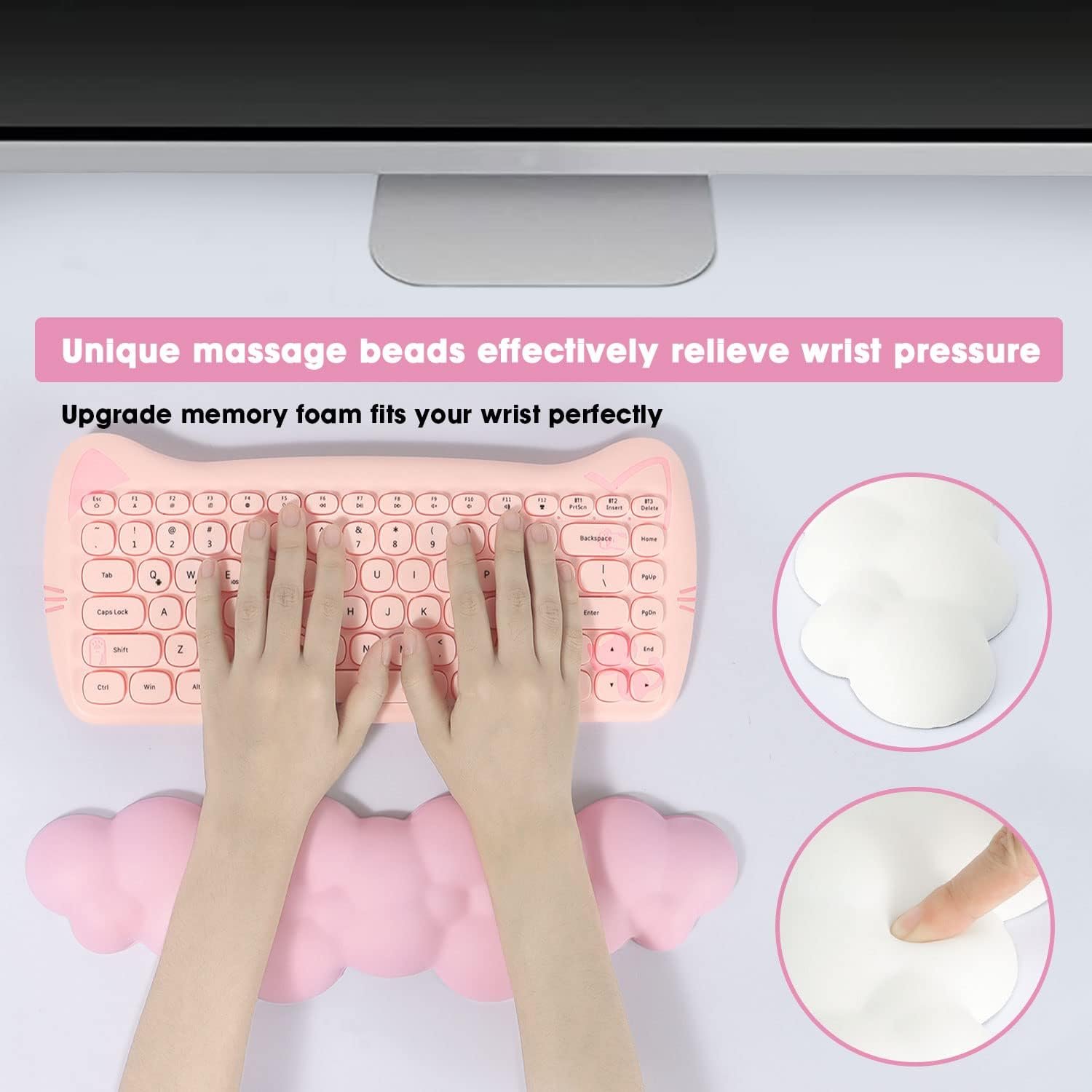 Ergonomic Pink Gaming Keyboard Wrist Rest for Pain Relief - Image 7