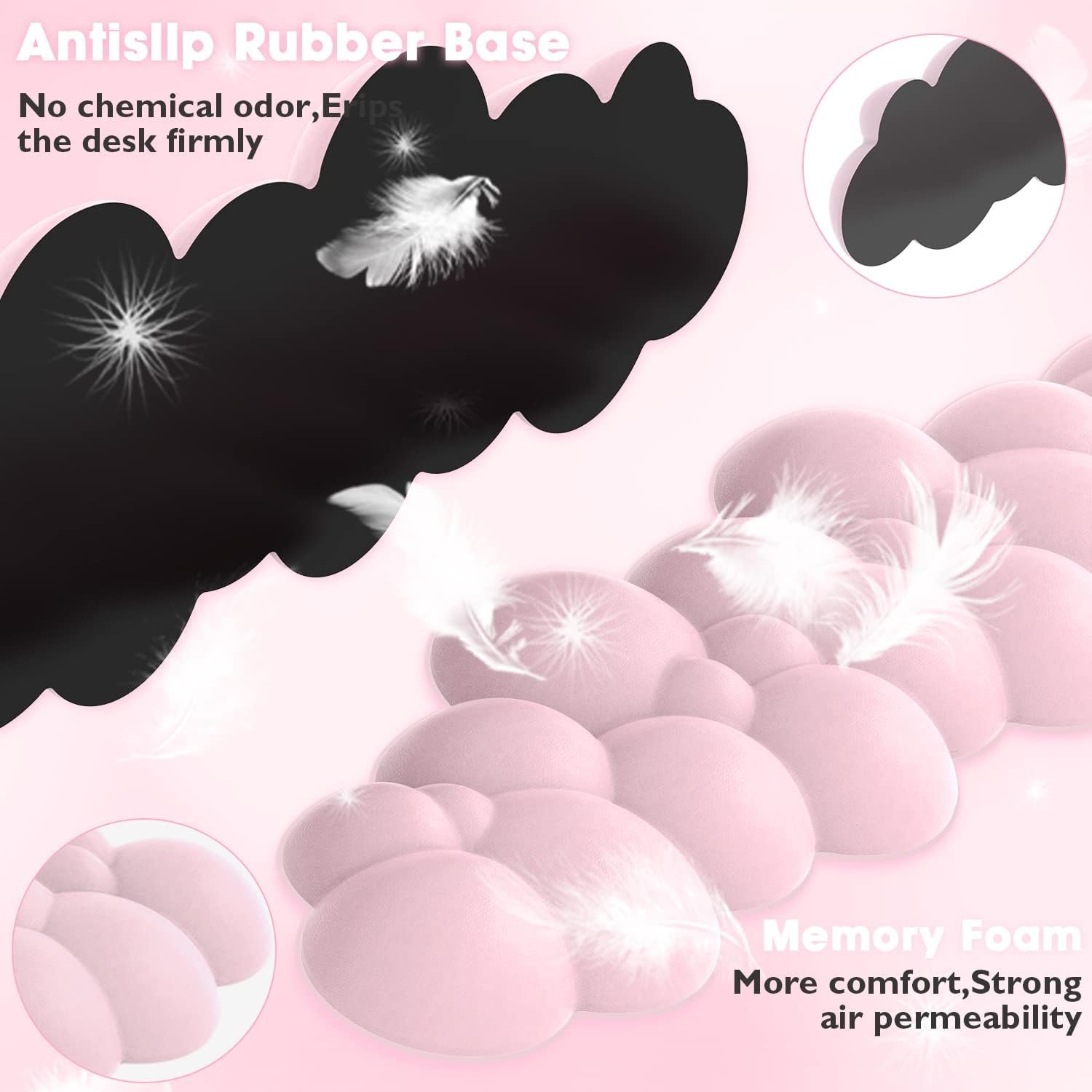 Ergonomic Pink Gaming Keyboard Wrist Rest for Pain Relief - Image 8