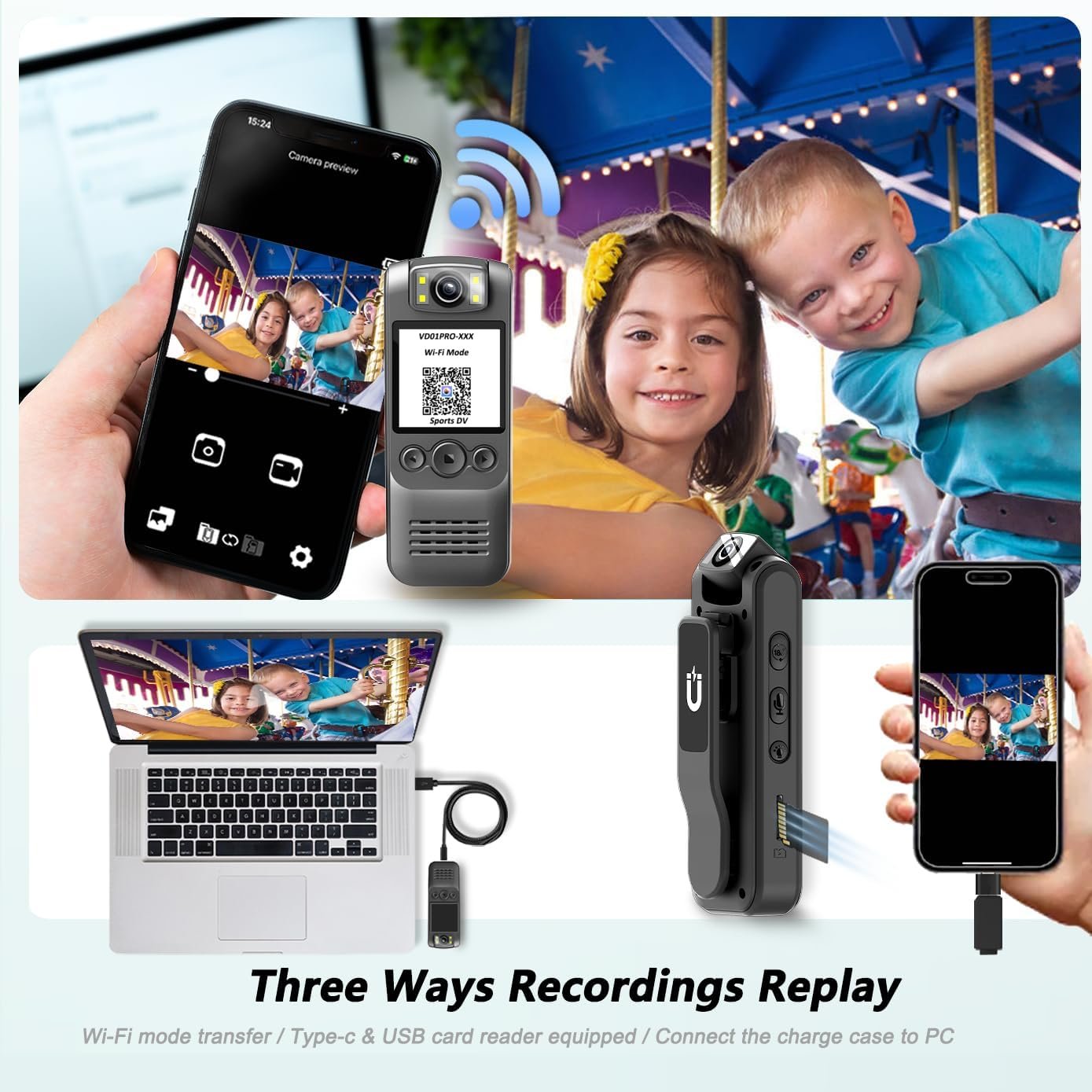 4K Body Camera: Wearable, Magnetic Clip & Rotating Lens! - Image 3