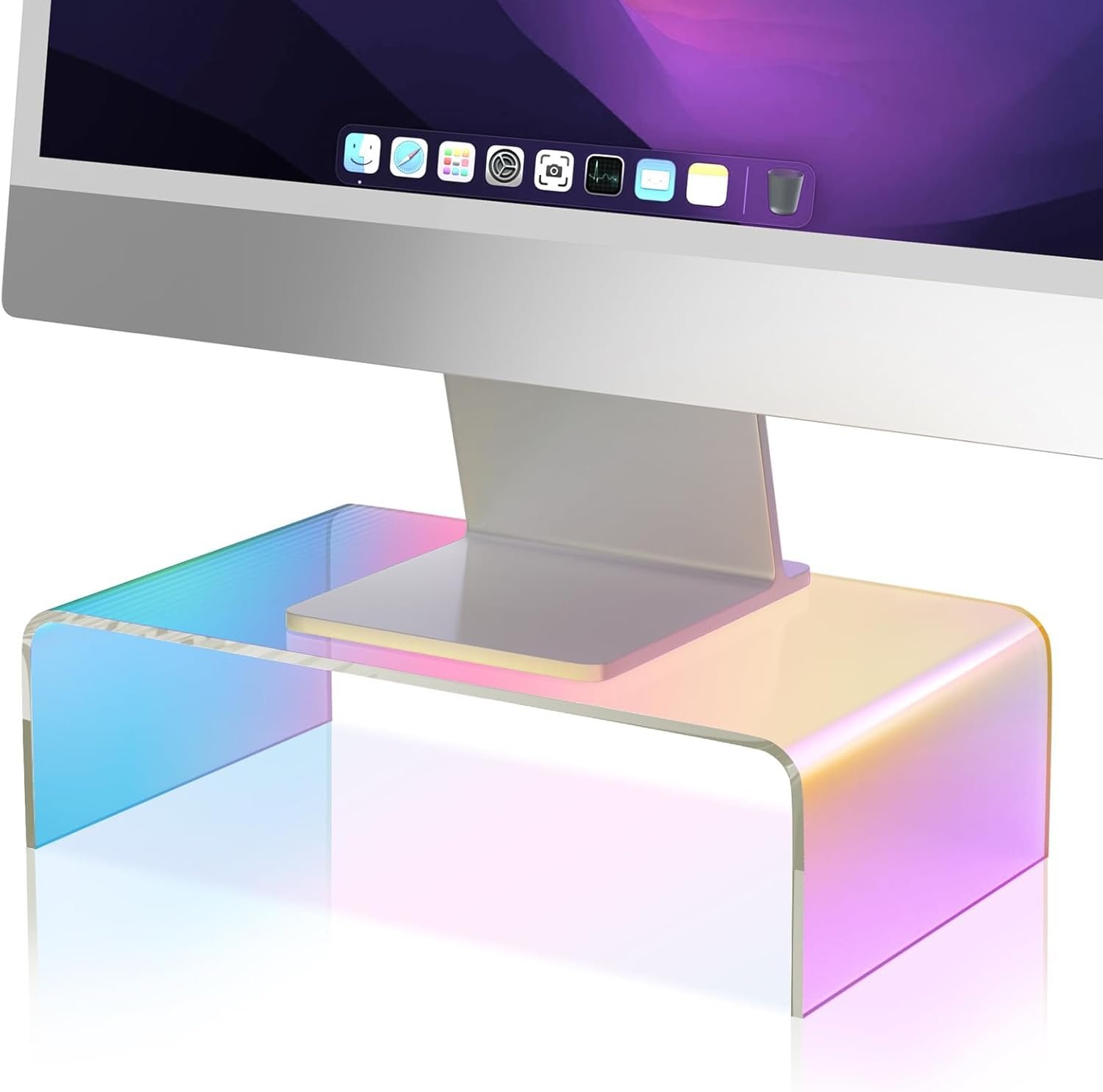 Boost Your Workspace: NiHome Iridescent Acrylic Monitor Stand - Image 2