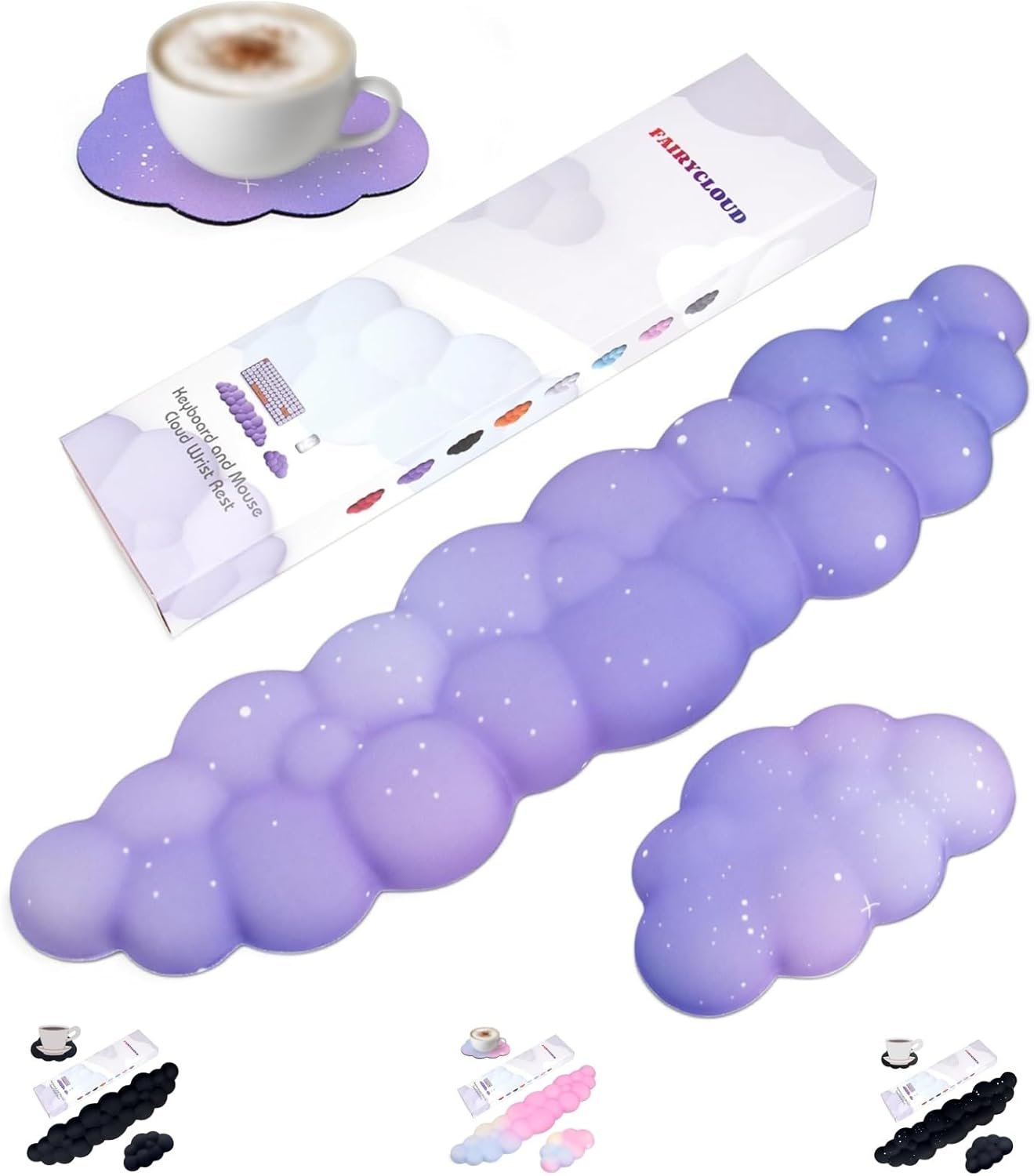 Cloud Wrist Rest Set: Adorable Purple Star Coaster Included! - Image 2