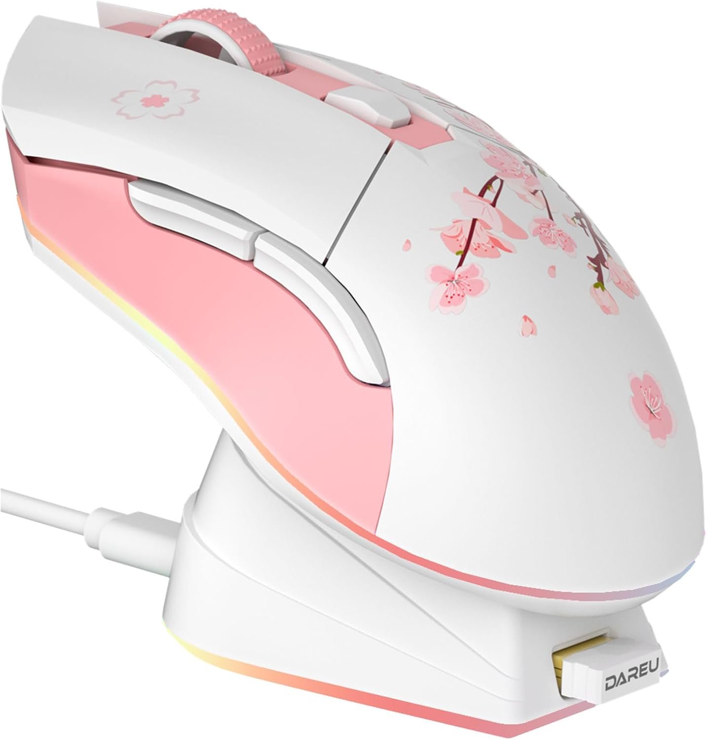 DAREU Sakura Pink Wireless Gaming Mouse: RGB & 12K DPI! - Image 2