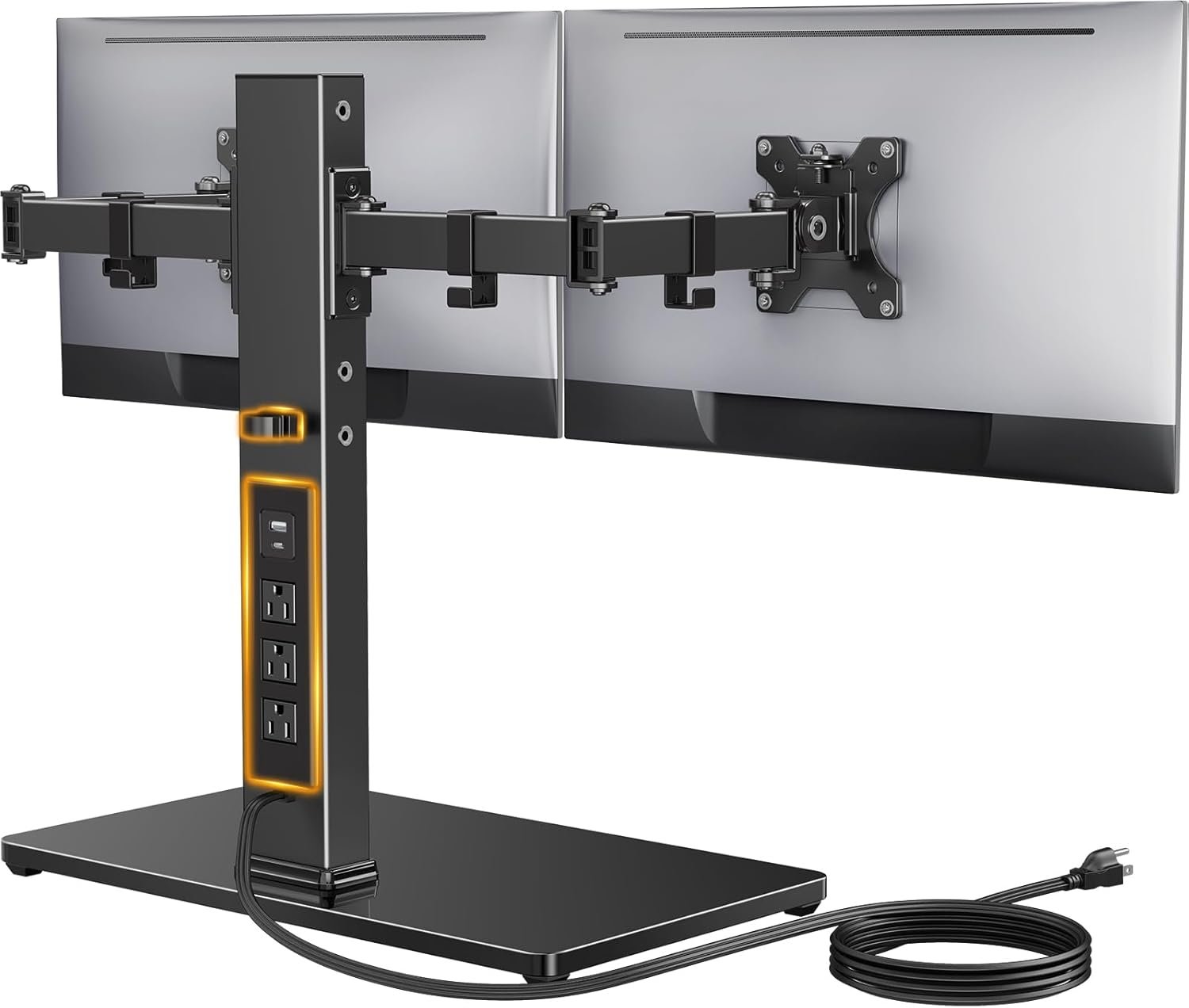 Maximize Space: Perlegear Dual Monitor Stand with Power Strip - Image 2