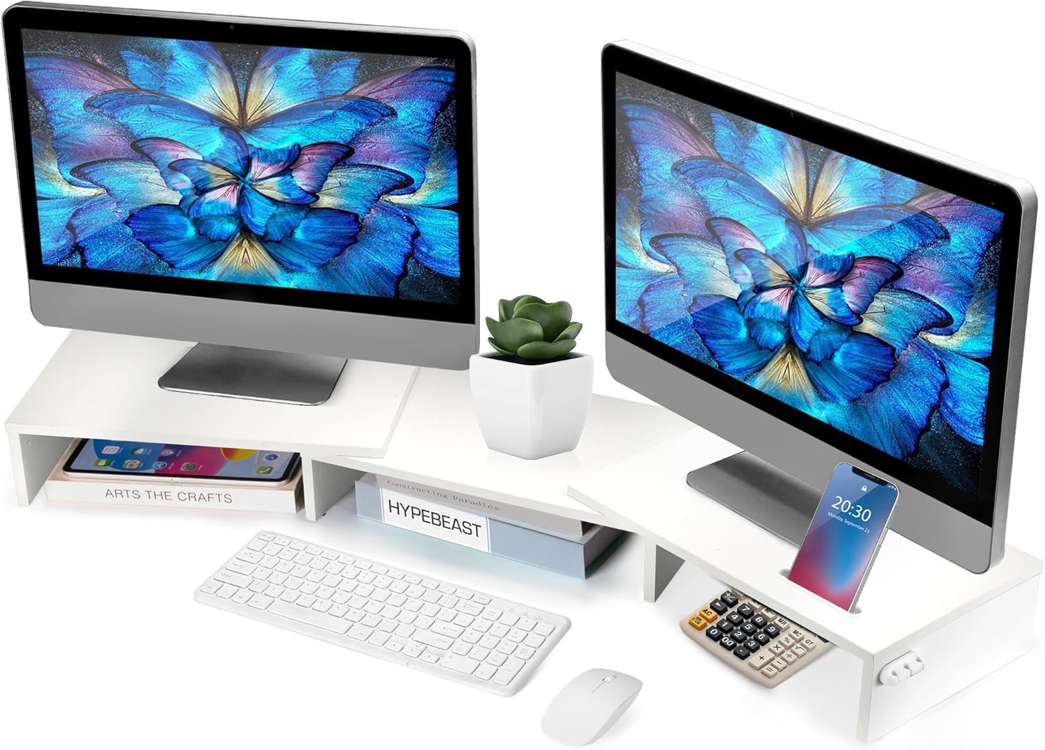 Revamp Your Workspace: Dual Monitor Stand Riser + Smartphone Holder - Image 2