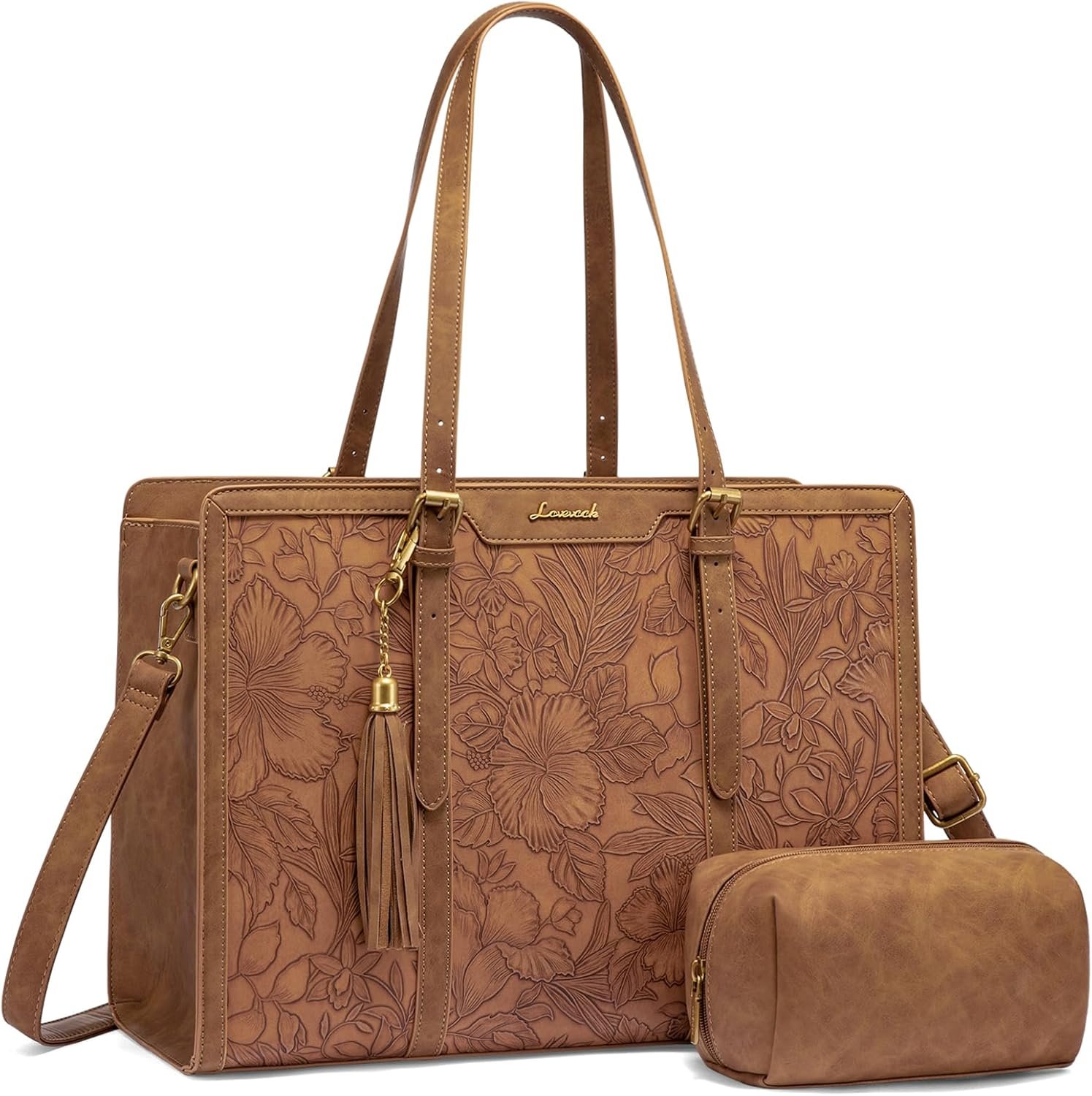 Stylish LOVEVOOK Vintage Leather Laptop Bag: Perfect for Work & Travel - Image 2