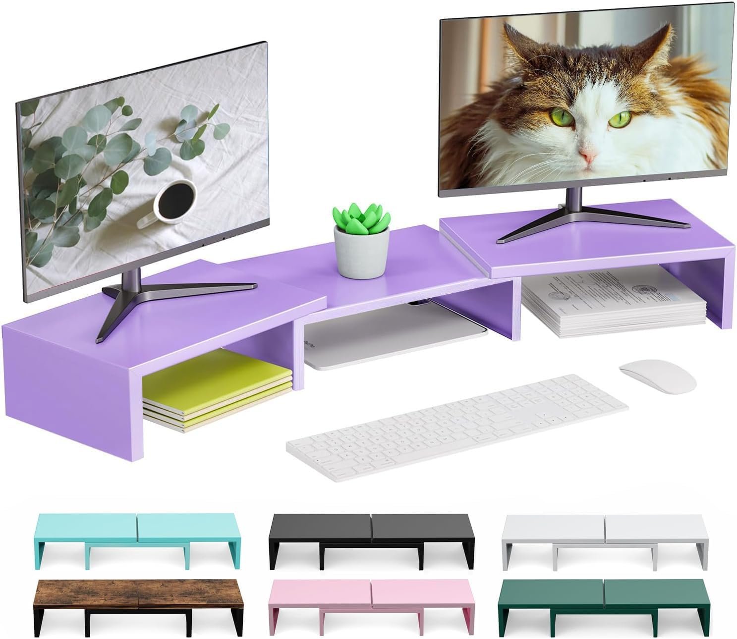 Stylish Purple Dual Monitor Stand: Elevate Your Desk Space! - Image 2