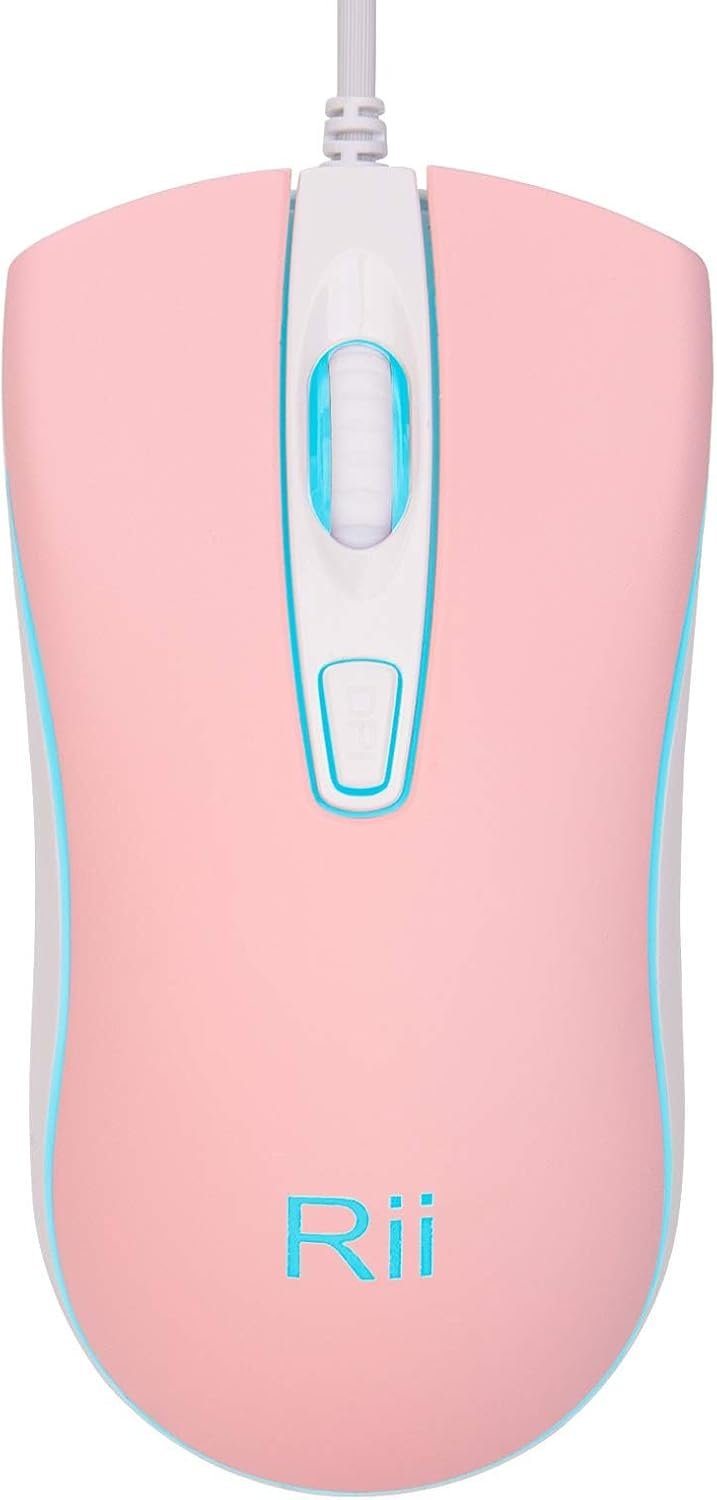 Vibrant Rii USB RGB Wired Mouse for PC & Laptop – Pink Fun! - Image 2