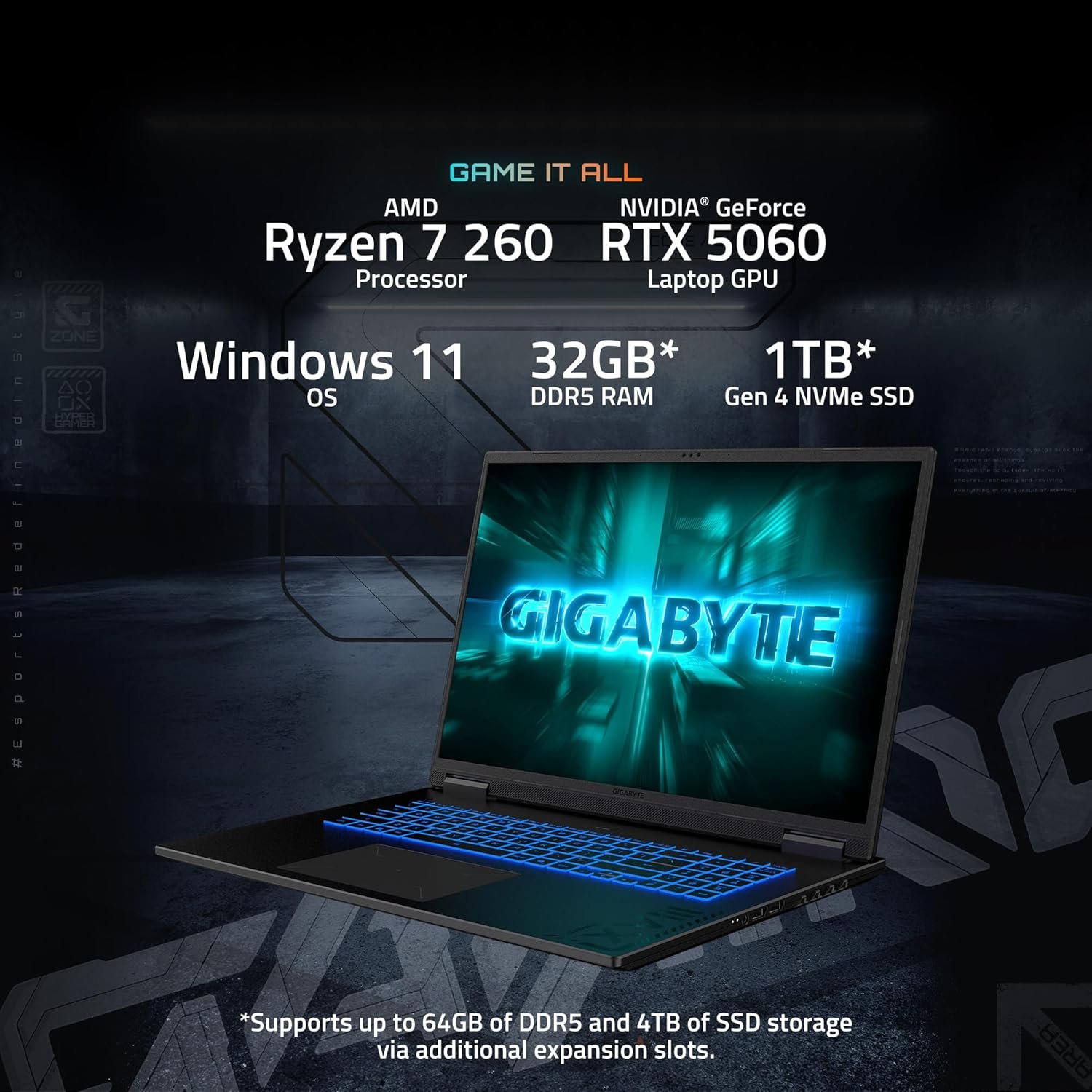 Unleash Power: GIGABYTE A18 Gaming Laptop - RTX 5060, 32GB RAM - Image 3
