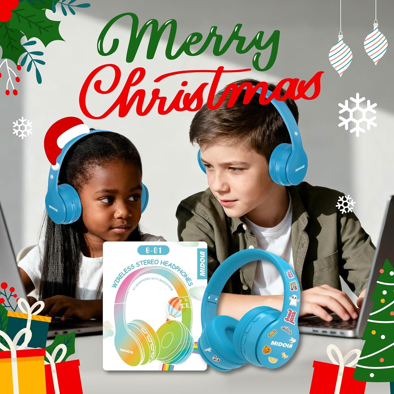 Cool MIDOLA Kids Bluetooth Headphones: 68H Playtime & Safe Sound! - Image 3