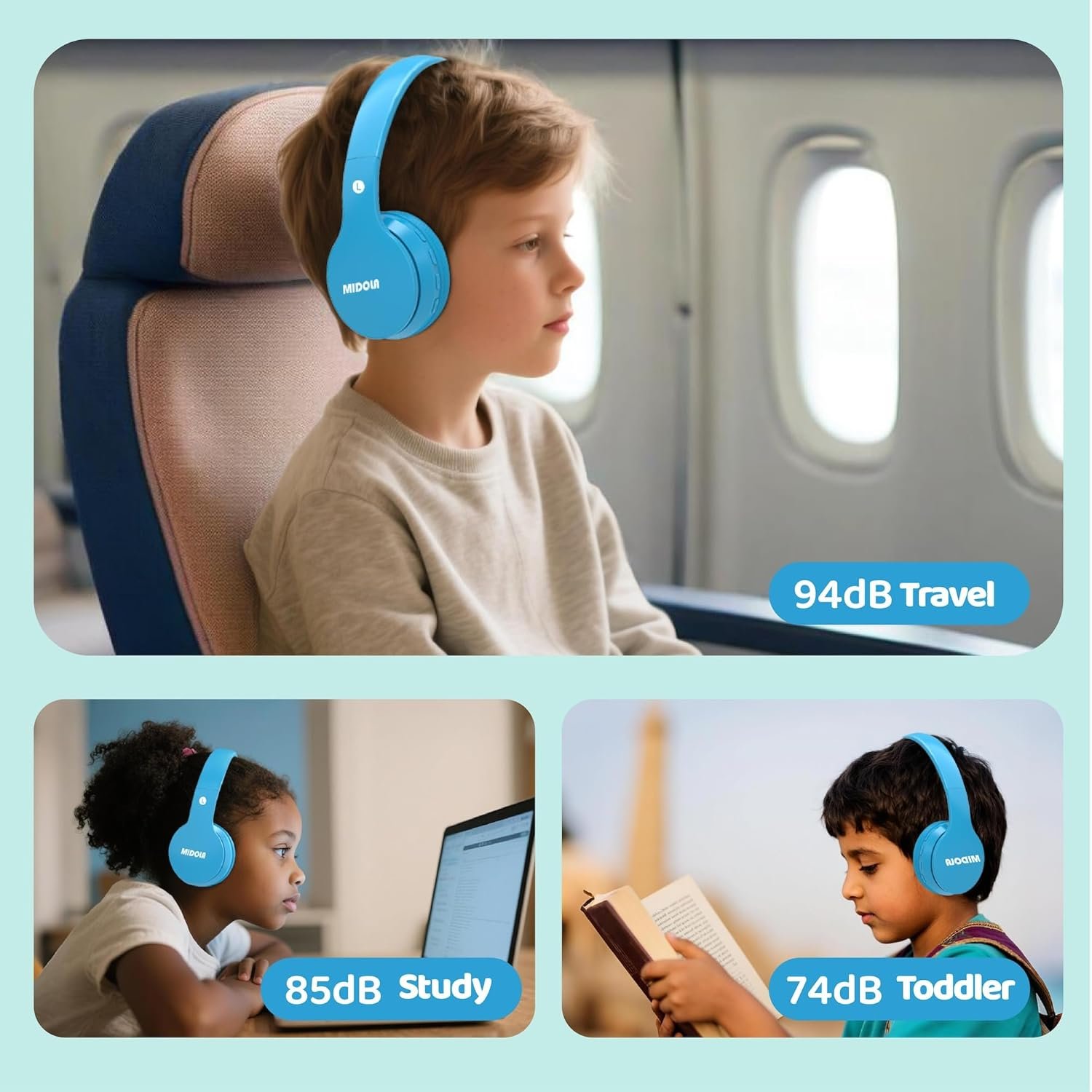 Cool MIDOLA Kids Bluetooth Headphones: 68H Playtime & Safe Sound! - Image 6