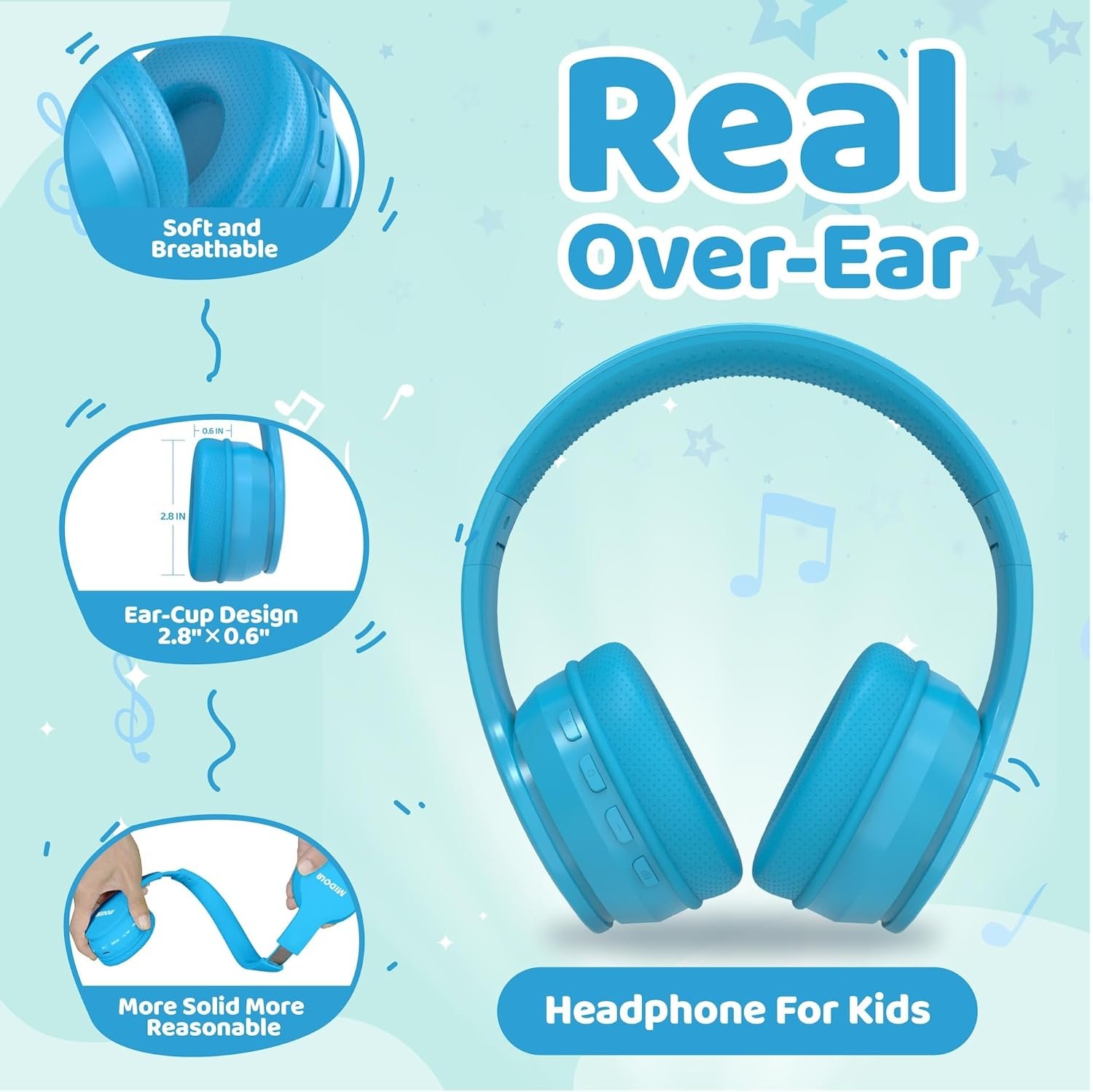 Cool MIDOLA Kids Bluetooth Headphones: 68H Playtime & Safe Sound! - Image 8