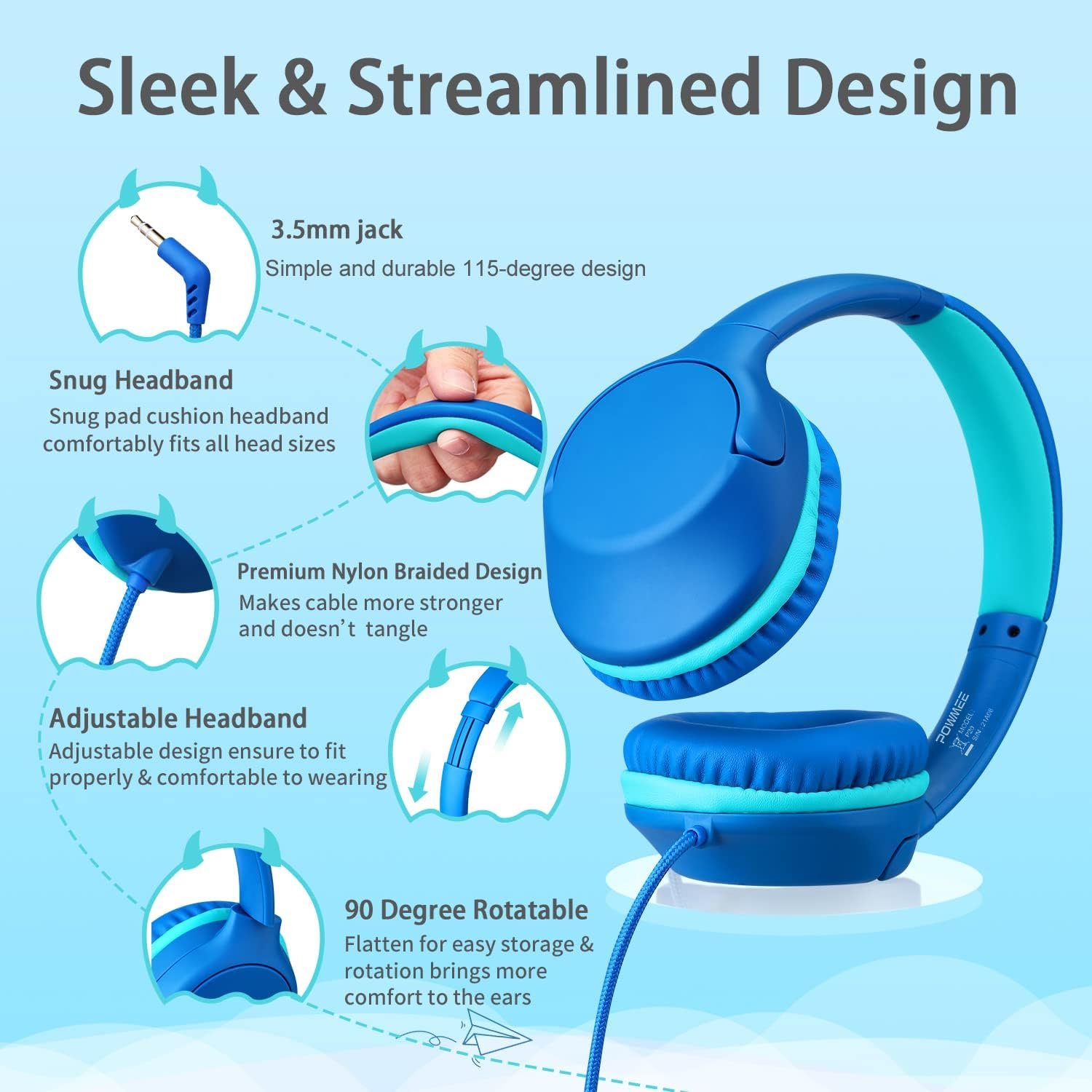 Safe & Stylish P20 Kids Headphones for School & Travel! - Image 3
